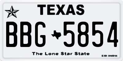 TX license plate BBG5854