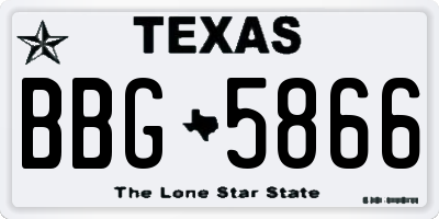 TX license plate BBG5866