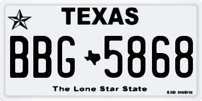 TX license plate BBG5868