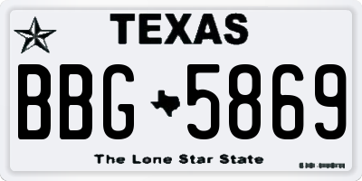 TX license plate BBG5869