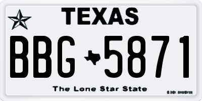 TX license plate BBG5871