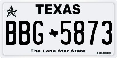 TX license plate BBG5873