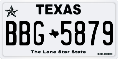 TX license plate BBG5879