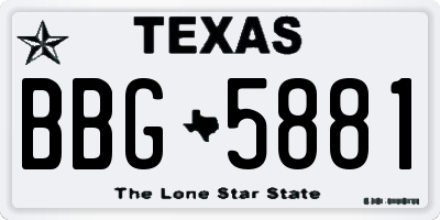 TX license plate BBG5881