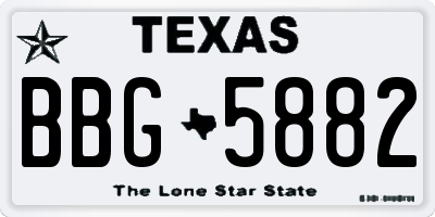 TX license plate BBG5882