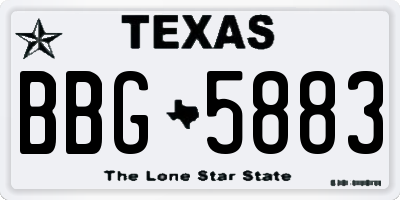 TX license plate BBG5883