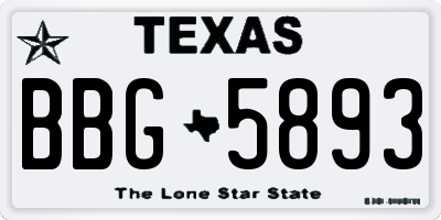 TX license plate BBG5893