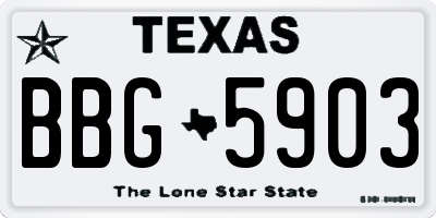 TX license plate BBG5903