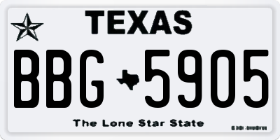 TX license plate BBG5905