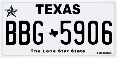 TX license plate BBG5906