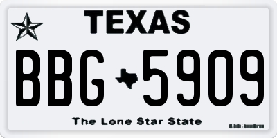 TX license plate BBG5909
