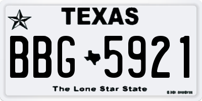 TX license plate BBG5921