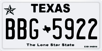 TX license plate BBG5922