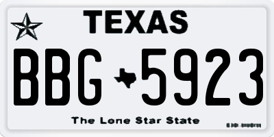 TX license plate BBG5923