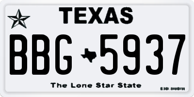 TX license plate BBG5937
