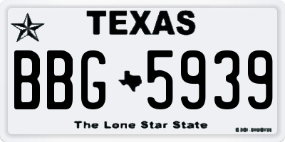 TX license plate BBG5939