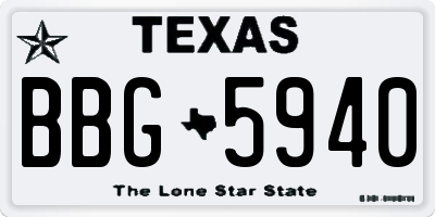 TX license plate BBG5940
