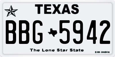 TX license plate BBG5942