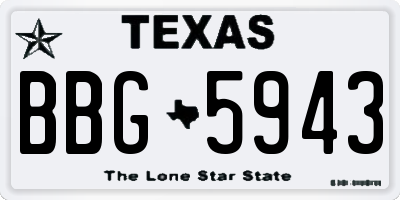 TX license plate BBG5943