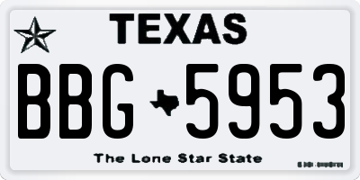TX license plate BBG5953