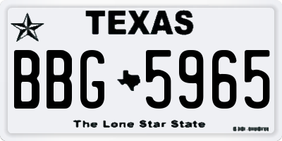 TX license plate BBG5965