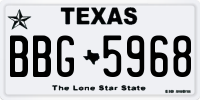 TX license plate BBG5968