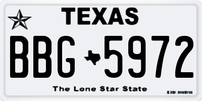 TX license plate BBG5972