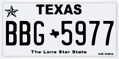 TX license plate BBG5977