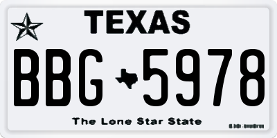 TX license plate BBG5978