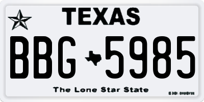 TX license plate BBG5985