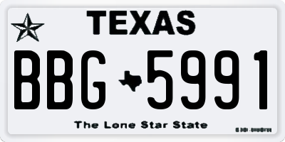 TX license plate BBG5991