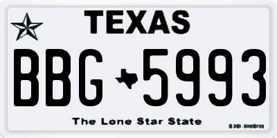 TX license plate BBG5993