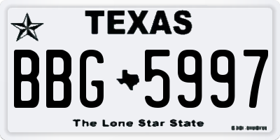 TX license plate BBG5997