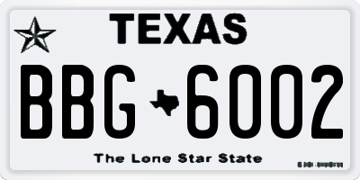 TX license plate BBG6002