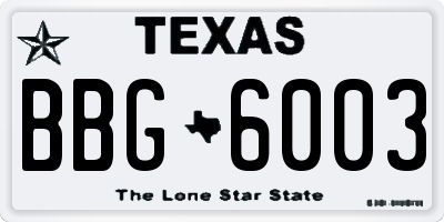 TX license plate BBG6003