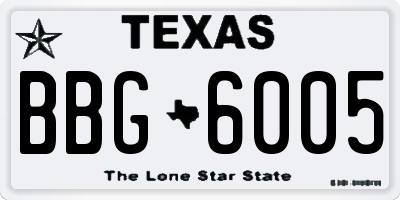 TX license plate BBG6005