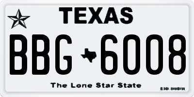 TX license plate BBG6008