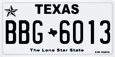 TX license plate BBG6013