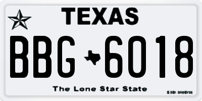 TX license plate BBG6018