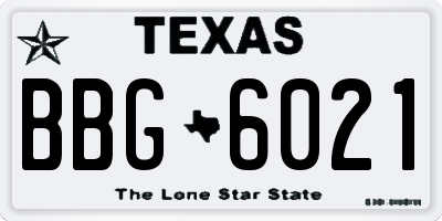 TX license plate BBG6021