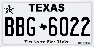 TX license plate BBG6022