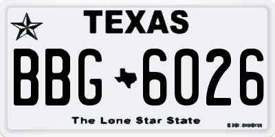 TX license plate BBG6026