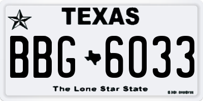 TX license plate BBG6033