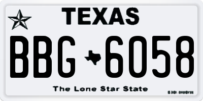 TX license plate BBG6058