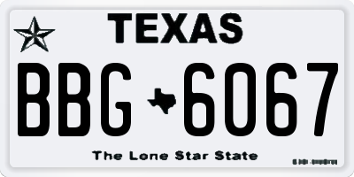 TX license plate BBG6067