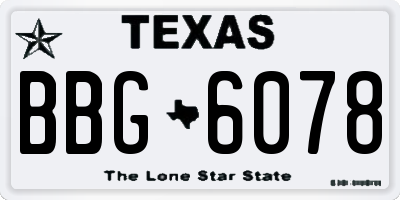 TX license plate BBG6078