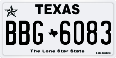 TX license plate BBG6083