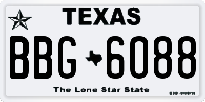 TX license plate BBG6088