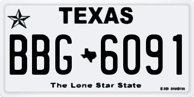 TX license plate BBG6091