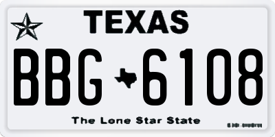 TX license plate BBG6108